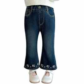 女童牛仔裤2025春秋新款网红喇叭裤洋气儿童外穿秋季休闲长裤子潮