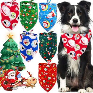 Dog Christmas triangle towel pure cotton Big Dog puppy Universal new pet saliva towel scarf factory direct sales