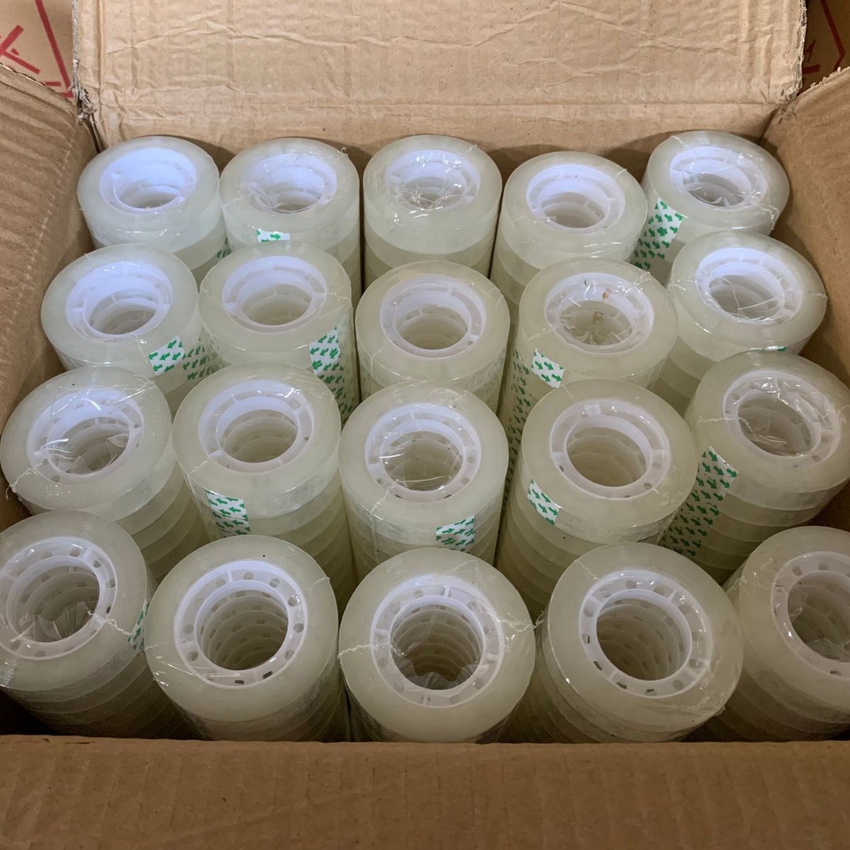 Papelería fuerte cinta adhesiva transparente pequeña fábrica de flores para llevar papel adhesivo cinta de tracción estrecha caja al por mayor