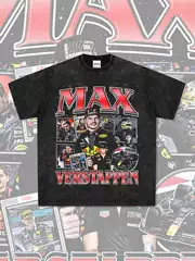 Cross-Border American Retro Racing Max Verstappen Printed Short-Sleeved T-Shirt Round Neck Hooded Sweatshirt