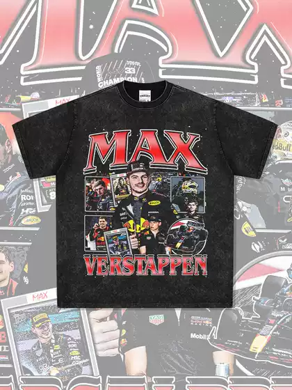 Cross-Border American Retro Racing Max Verstappen Printed Short-Sleeved T-Shirt Round Neck Hooded Sweatshirt