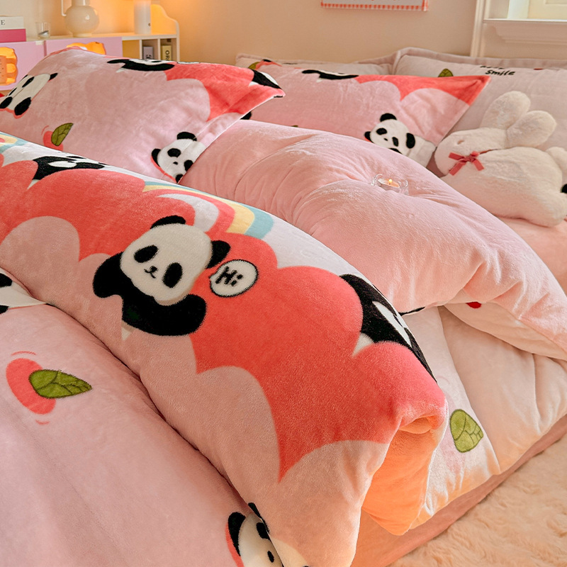 2025 nuevo edredón de seda de leche de una sola pieza de invierno cálido coral 150x200x230 edredón