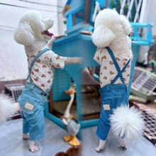 狗狗牛仔背带裤亚马逊热卖春秋百搭宠物衣服泰迪比熊裤子节日礼物