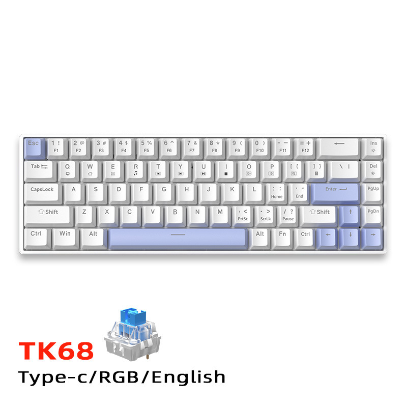 TK68机械键盘 RGB键线分离客制化青红轴电脑外设电竞游戏有线键盘|undefined