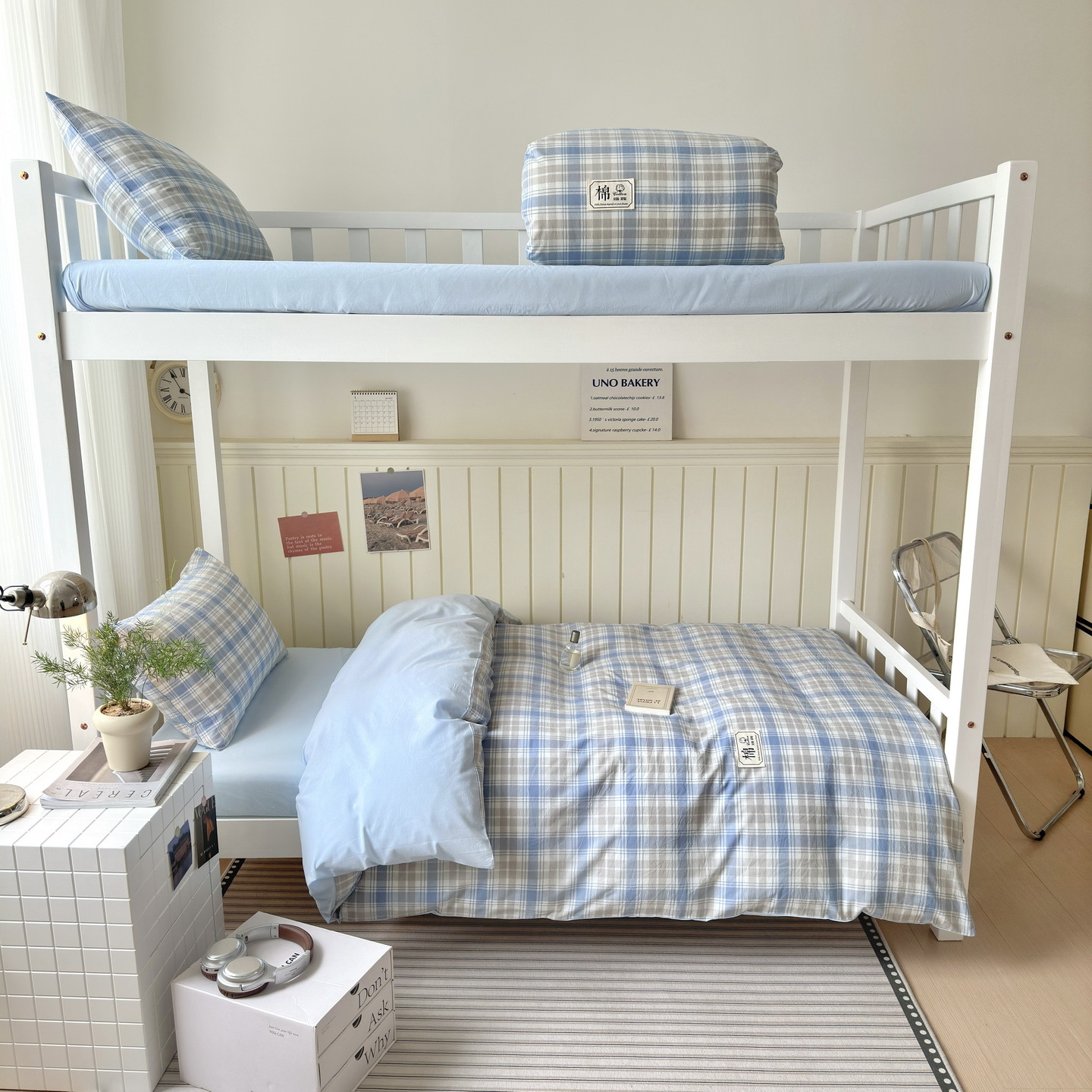 Cama de dormitorio de estudiantes universitarios de algodón de tres piezas, colcha de algodón puro, cama de cama de 90 sábanas