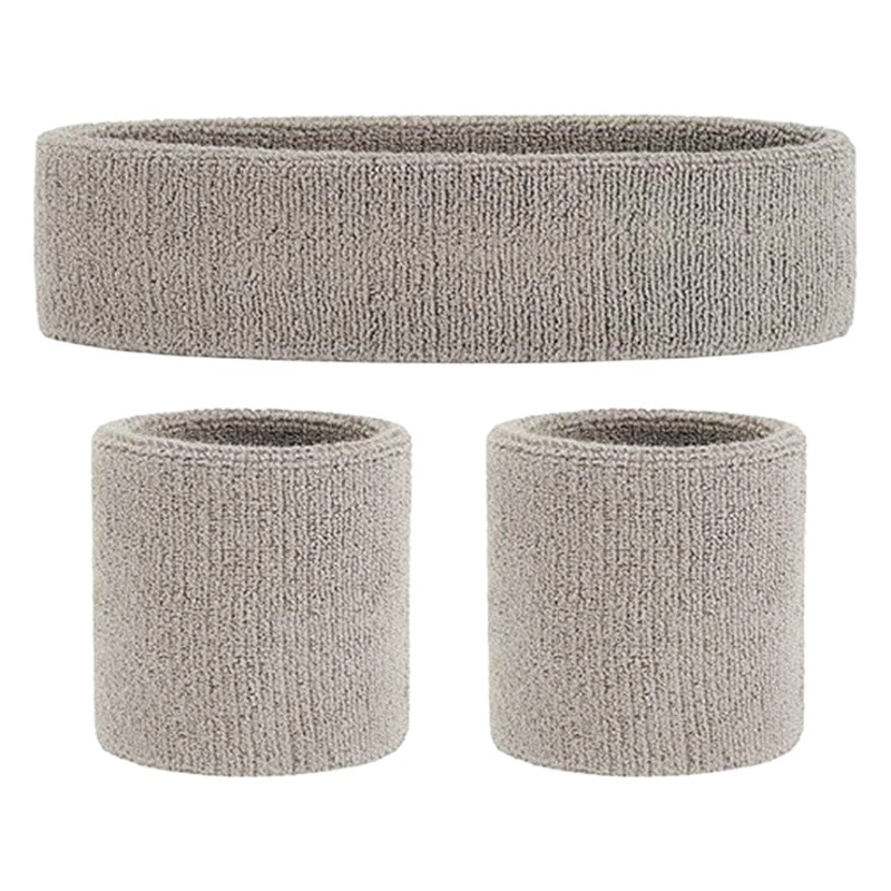 Solid Color Wristband Headband Combination Fitness Suit Cotton Sweat Absorbing Ball Play Protector Wrist Hair Band Men's All-match Head Protector