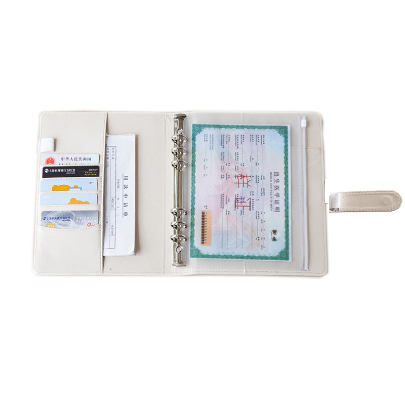 Titular de la tarjeta certificado bolsa de almacenamiento Archivo del hogar registro del hogar libro de vacunas Certificado de nacimiento del bebé pasaporte portátil libro de hojas sueltas