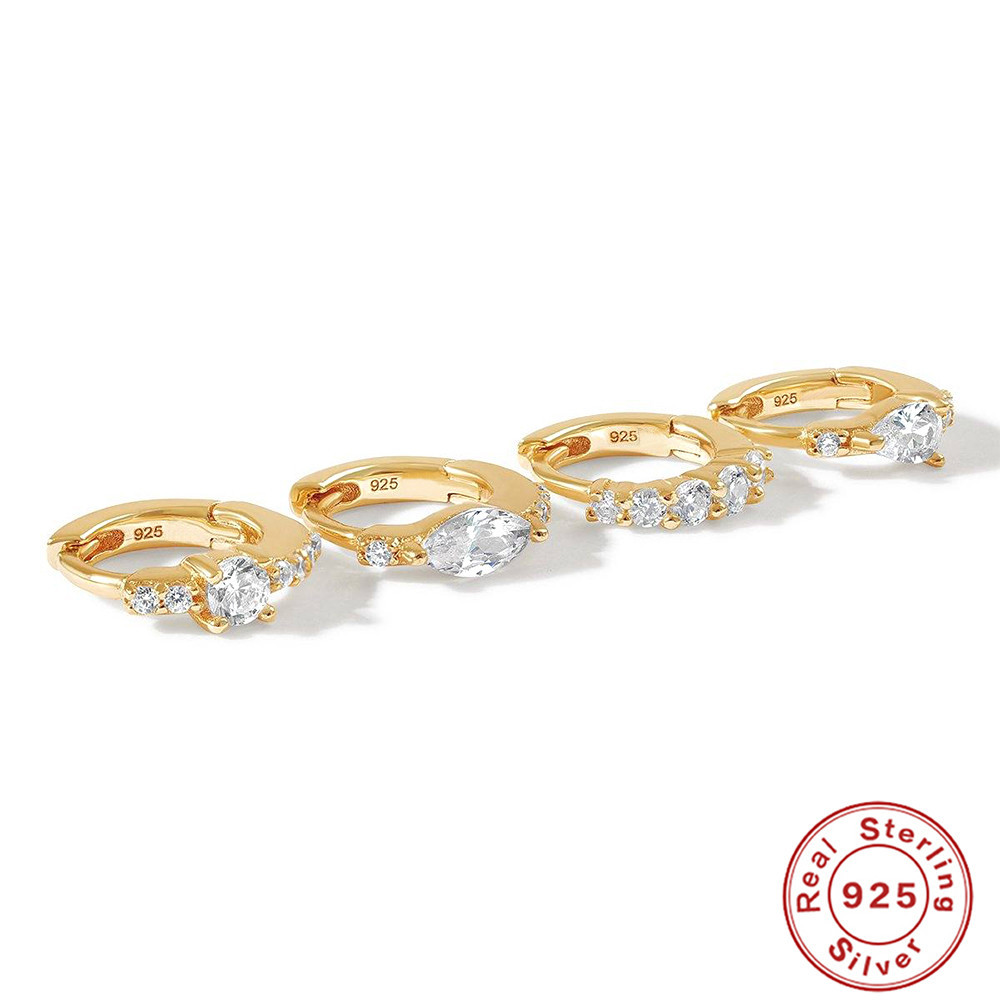 Geometric Pattern Women'S Gender 1 Pair 925 Sterling Silver Zircon Geometric Earrings