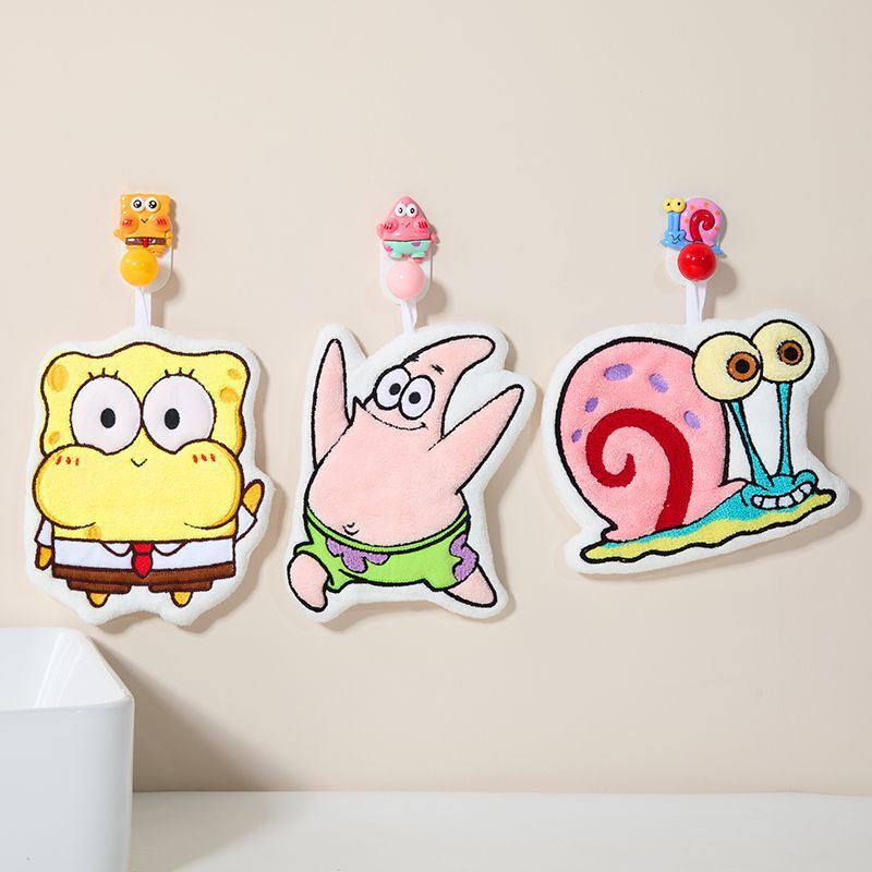 Coral Fleece Hand Towels Wholesale, Hangable Kitchen Hand Towels, Bathroom Spongebob Hand Towels, Kitchen Hanging Type