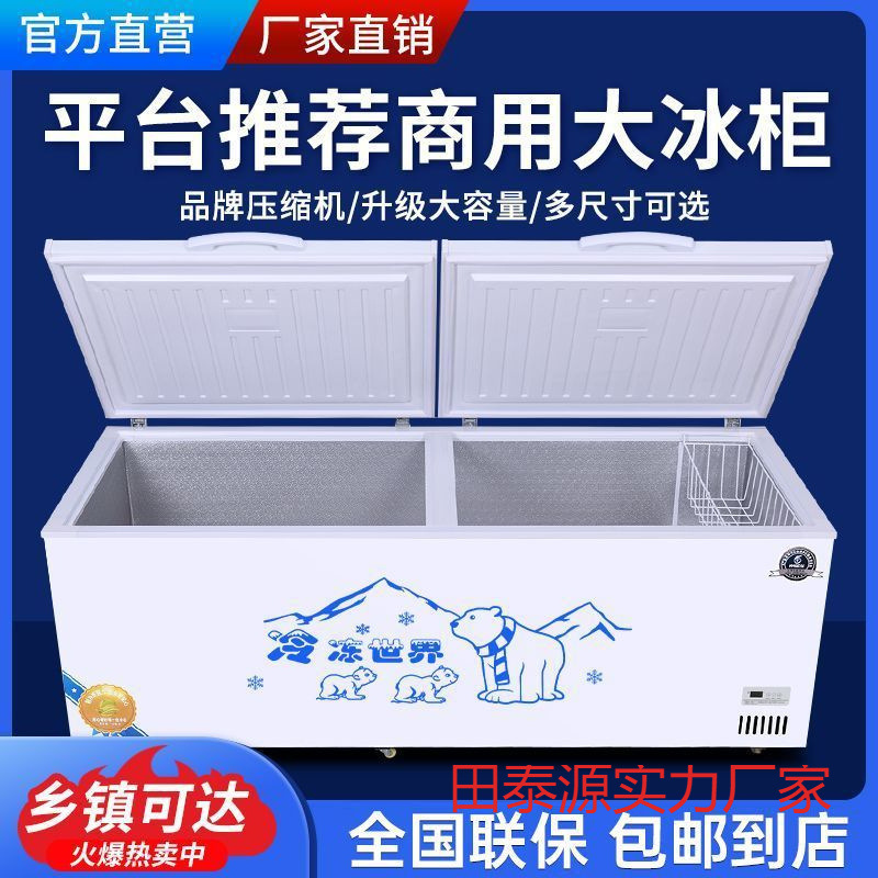 Freezer Refrigeration and Freezing Commercial Large-Capacity Single-Temperature and Dual-Temperature Freezer Horizontal Household Supermarket Freezer Refrigerator Supply