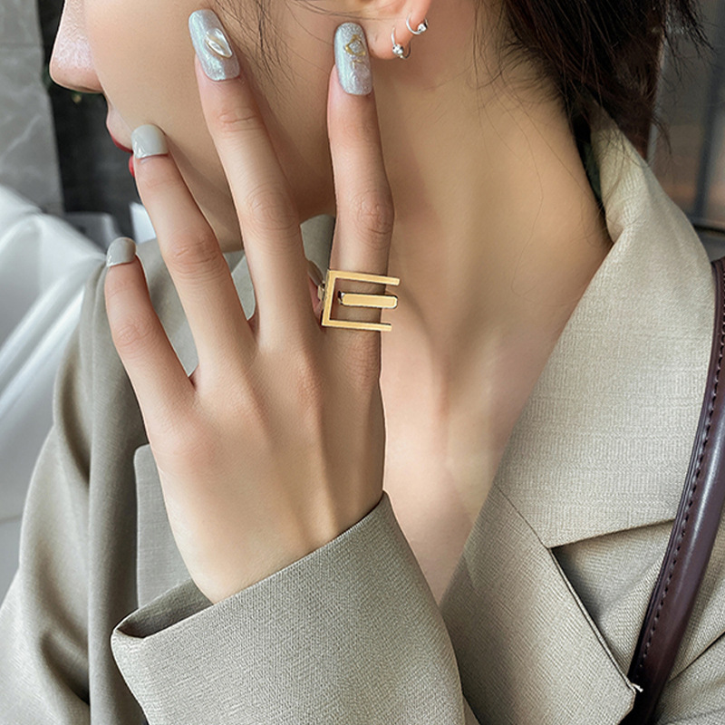 10g Weight Gold Plated Plating Material Rings Classification 1 Piece Quantity Holiday, Daily Occasion Stainless Steel Material Solid Color Pattern Women's Gender Plating Design Simple Style, Commute Style Simple Style Commute Solid Color Stainless Steel Plating Gold Plated Rings 2