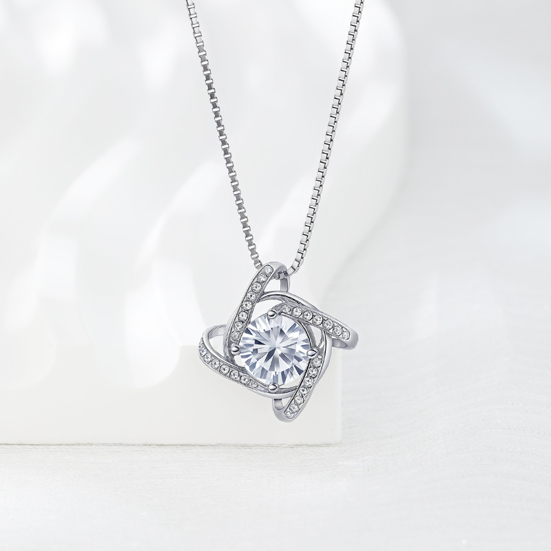 Collar de trébol de cuatro hojas de plata esterlina s925 europeo y americano transfronterizo Amazon moda moda cadena de clavícula colgante de circón de diamantes mujer