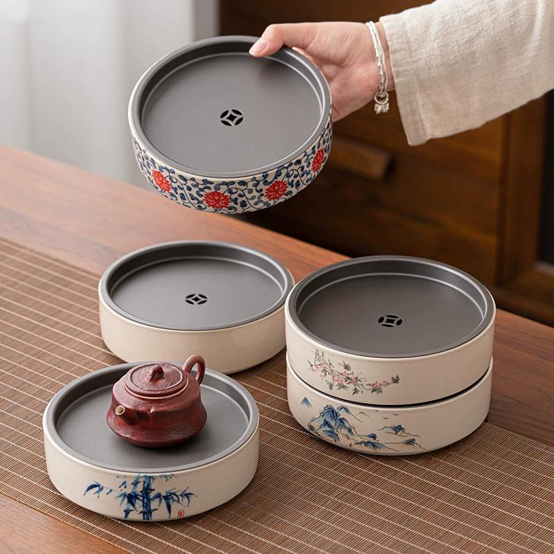 Чайная подставка для чая керамическая сине-голубая ветвь с цветочным рисунком