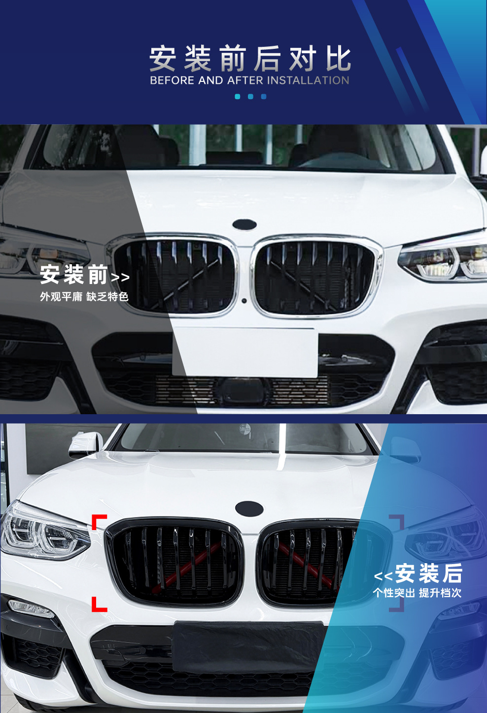 Suitable for Bmw X3 X4 G01 G02 2018-2021 Early Model Single-Line and Double-Line Front Grille Modification
