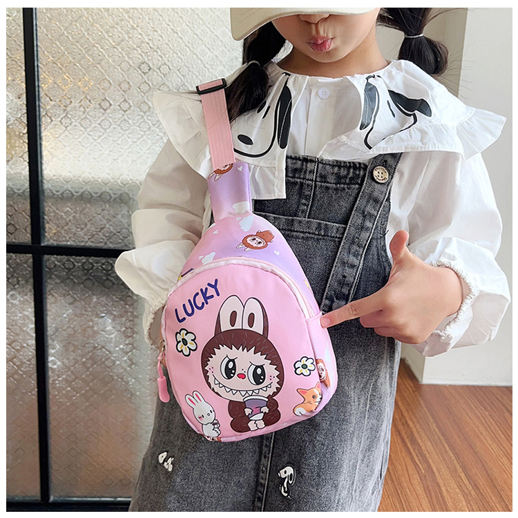 Large-capacity children's chest bag with printed patterns, cute cartoon casual single-shoulder crossbody bag for boys and girls, coin purse, trendy baby matching undefined