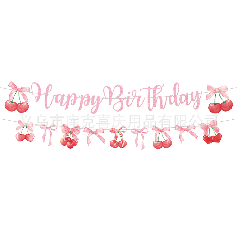 Nuevo arco de cereza tema decoración de fiesta de cumpleaños de niños bandeja de papel tazas de papel toallas de papel set de cubiertos