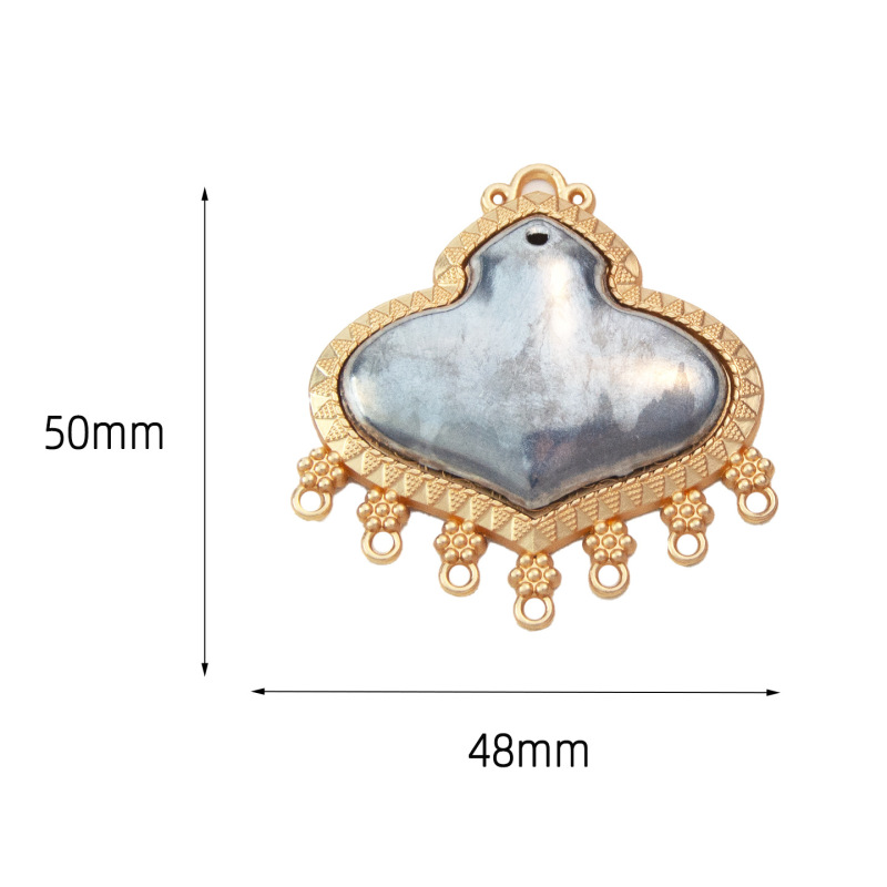 新款合金哑金葫芦宋锦贴布材料点翠宋锦贴皮盘发饰品配件材料|undefined