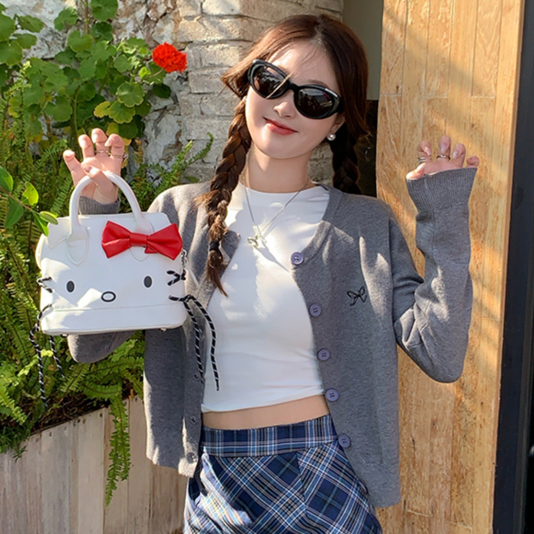 灰色开衫外搭女薄款秋冬新款女装高级感针织外套春季长袖上衣