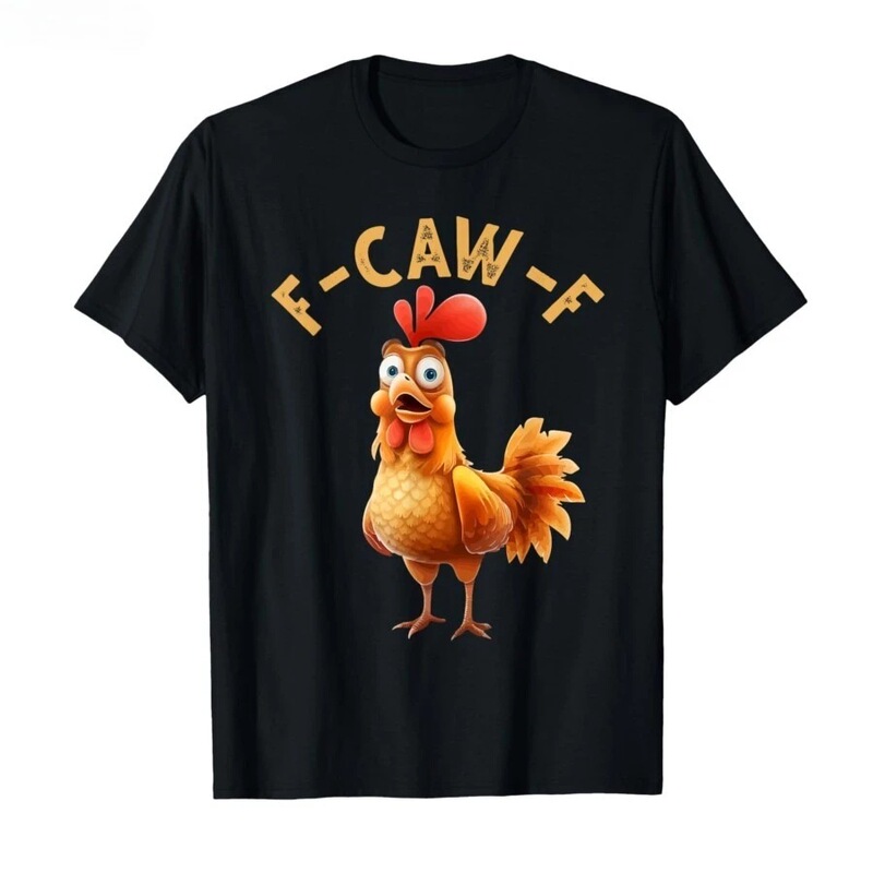 F-Caw-F Chicken Funny Adult Humor Rooster Meme Men's T-Shirt Women's 100% Cotton T-Shirt Short Sleeve Top Trendy Fashion F-Caw-F Chicken Funny Adult Humor Rooster Meme Men's T-Shirt Women's 100% Cotton T-Shirt Short Sleeve Top Trendy Fashion