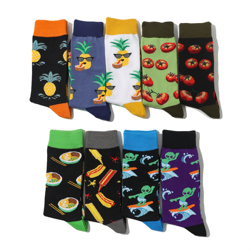 Socks men's cartoon fruit cotton men's socks women's tube animals European and American tide socks cross-border socks manufacturers tomato socks