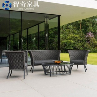 Outdoor Rope Sofa Combination Living Room Courtyard Hotel B&B Open-Air Outdoor Swing Furniture Classy Sofa Coffee Table
