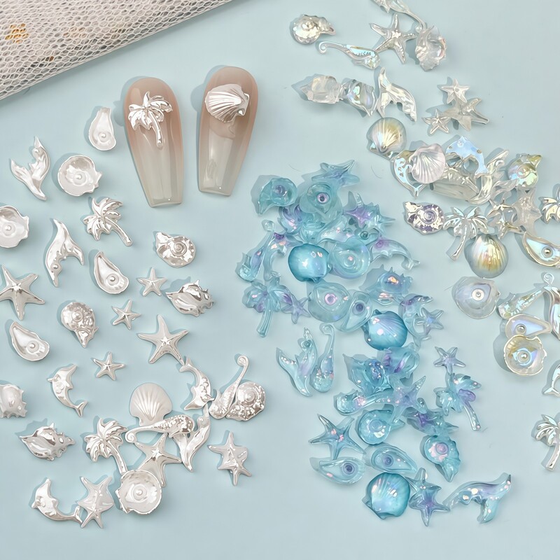 Dreamy Ocean Series Nail Art Accessories Pearlescent Shell Ice Transparent Aurora Starfish Fish Tail Resin DIY Nail Decorations Dreamy Ocean Series Nail Art Accessories Pearlescent Shell Ice Transparent Aurora Starfish Fish Tail Resin DIY Nail Decorations