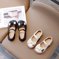 女童皮鞋2024春秋季新款韓版時尚公主鞋軟底兒童蝴蝶結樂福單鞋潮