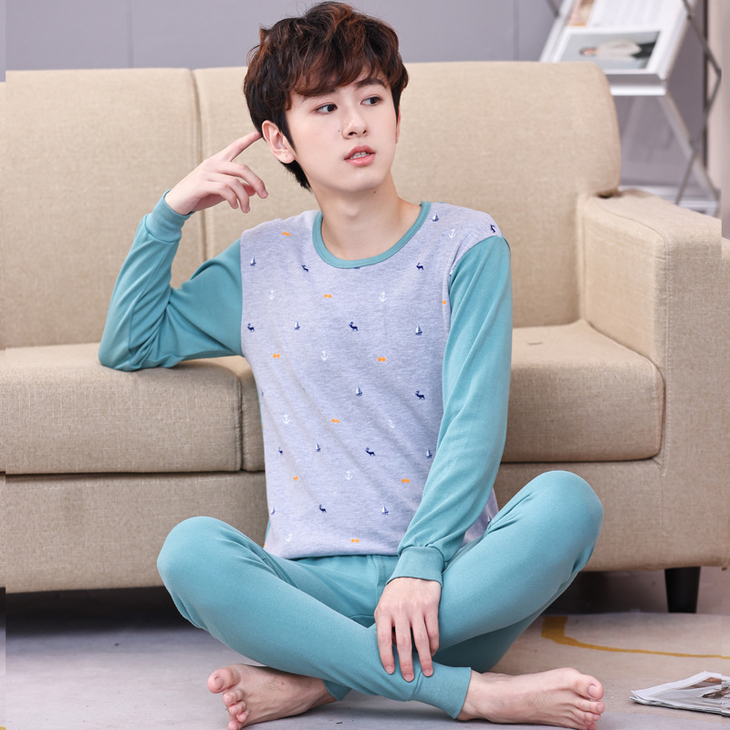 Ropa de otoño para jóvenes pantalones largos conjunto de algodón mediano y niños grandes ropa interior cálida para niños suéter de algodón suéter de los hombres pantalones de algodón
