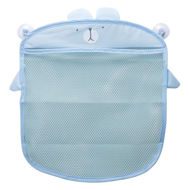 Juguetes de baño para niños bolsa de malla de almacenamiento bolsillo de juguete drenaje impermeable de dibujos animados lindo pato bebé baño con ventosa bolsa colgante