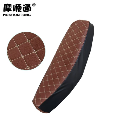 Winter motorcycle CD110 warm cushion cover cross-cycling curved beam car leather embroidery cross-border SEAT COVER (Motorcycle cushion) - curved-beam-car-brown-air-cushion