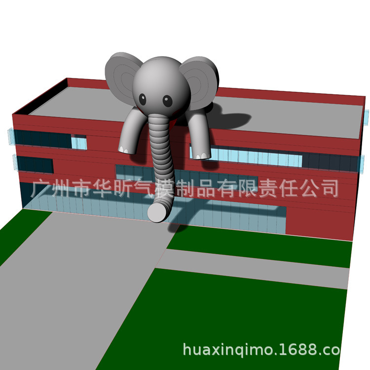 楼顶大象小象气模充气卡通长鼻子可爱小象大象卡通广告气氛美陈