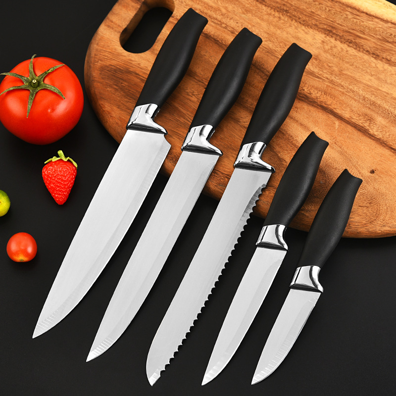 Factory Direct Sales Stainless Steel Kitchen Knife Five-Piece Set Chef Portable Meat Slicing Knife Set