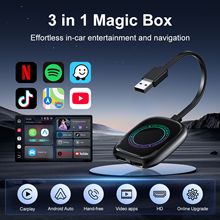 跨境有线转无线carplay适配器安卓auto HDMI转接车机互联视频盒子