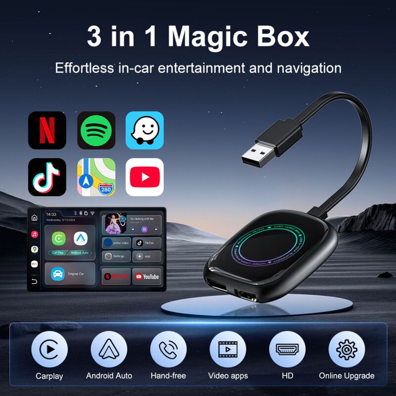 Cross-Border Wired to Wireless Carplay Adapter Android Auto HDMI Transfer Car-Machine Interconnection Video Box Cross-Border Wired to Wireless Carplay Adapter Android Auto HDMI Transfer Car-Machine Interconnection Video Box