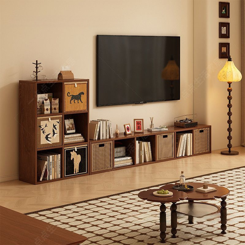 Medieval Style Tv Cabinet Low Cabinet Floor Cabinet Living Room Home Floor-Standing Kalek Free Combination Grid Cabinet Storage Storage