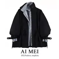 Denim set demi‑season warm jacket, oversize Korean style, layered look, S–3XL