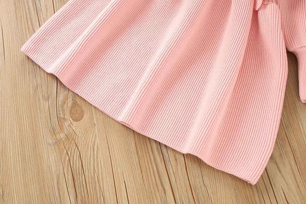 Girls Knitted Dress Autumn Winter Solid Colour Long Sleeve Style_voghion.com