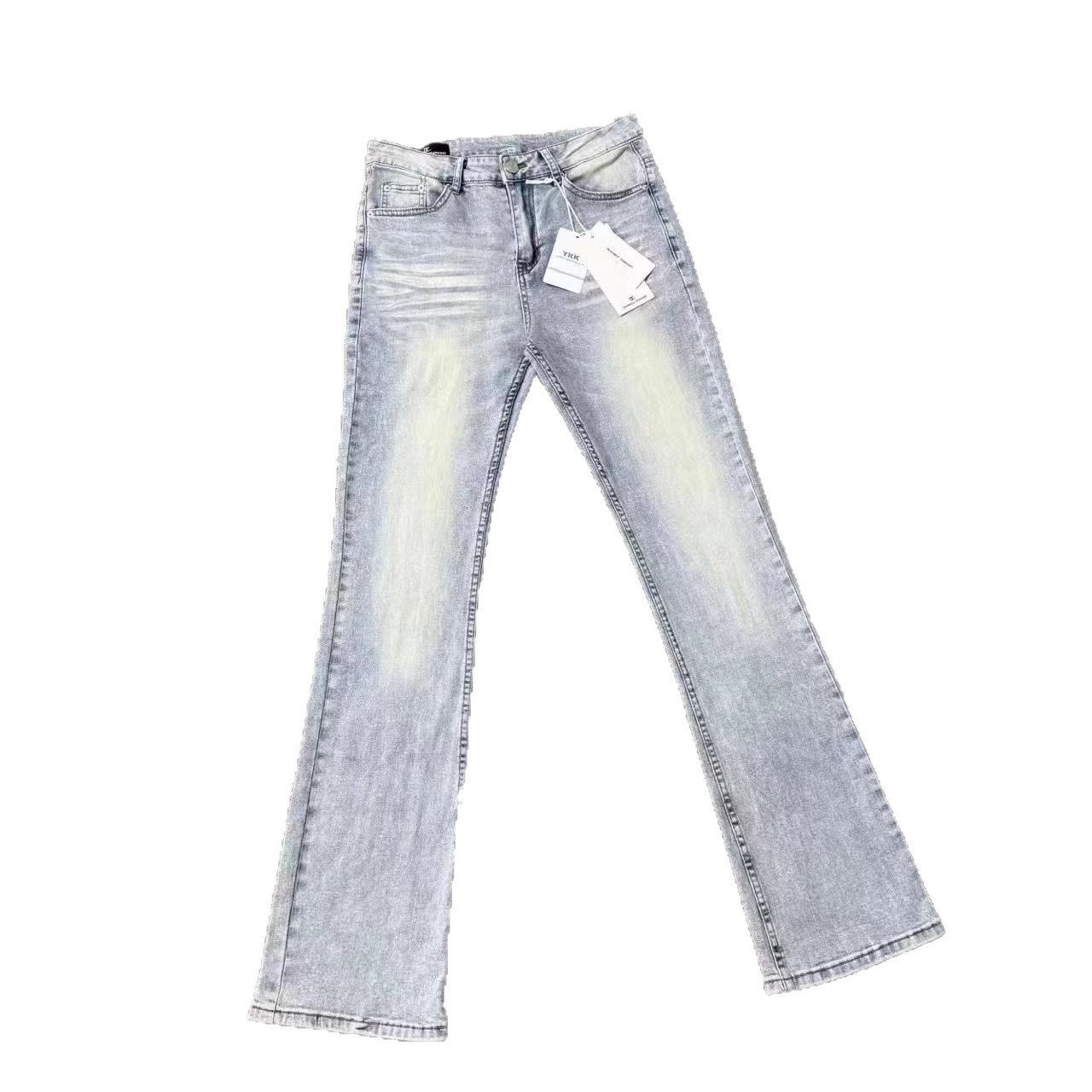 Men's Clothing Retro Washed Cleanfit Jeans DC Style American Slim Fit Slightly Flared High Street Vibe Pants Men's Clothing Denim_mkmklike.com