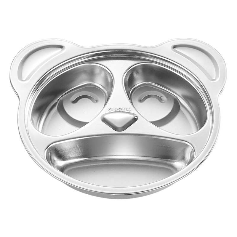 304 placa de acero inoxidable para niños Placa de rejilla de dibujos animados cantina jardín de infantes Placa de arroz Placa de comida rápida