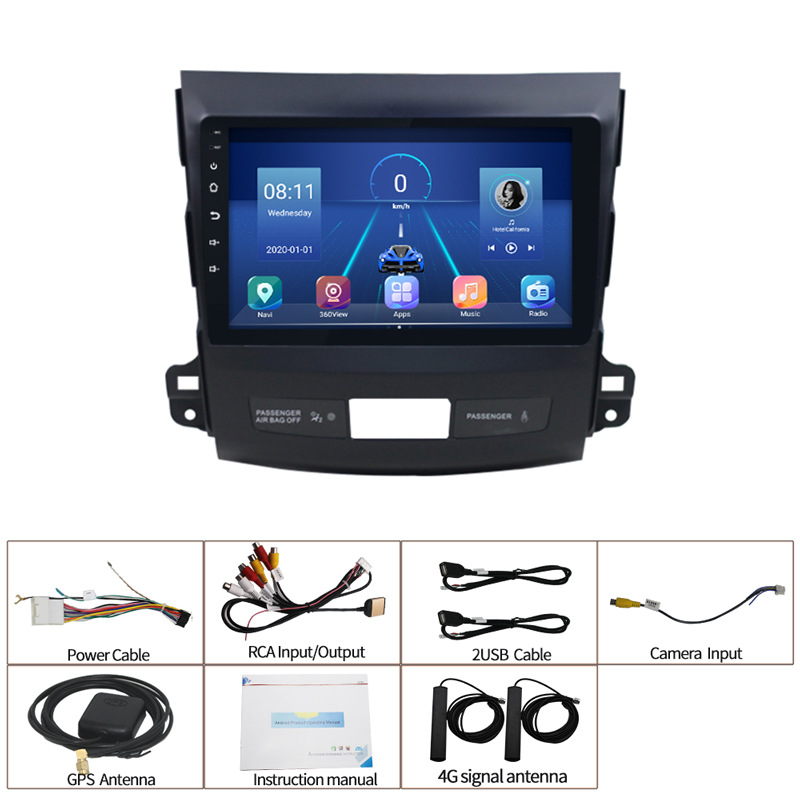 Para Mitsubishi outlander Android reproductor de navegación inteligente MP5 Radio 4 + 64 incorporado carplay