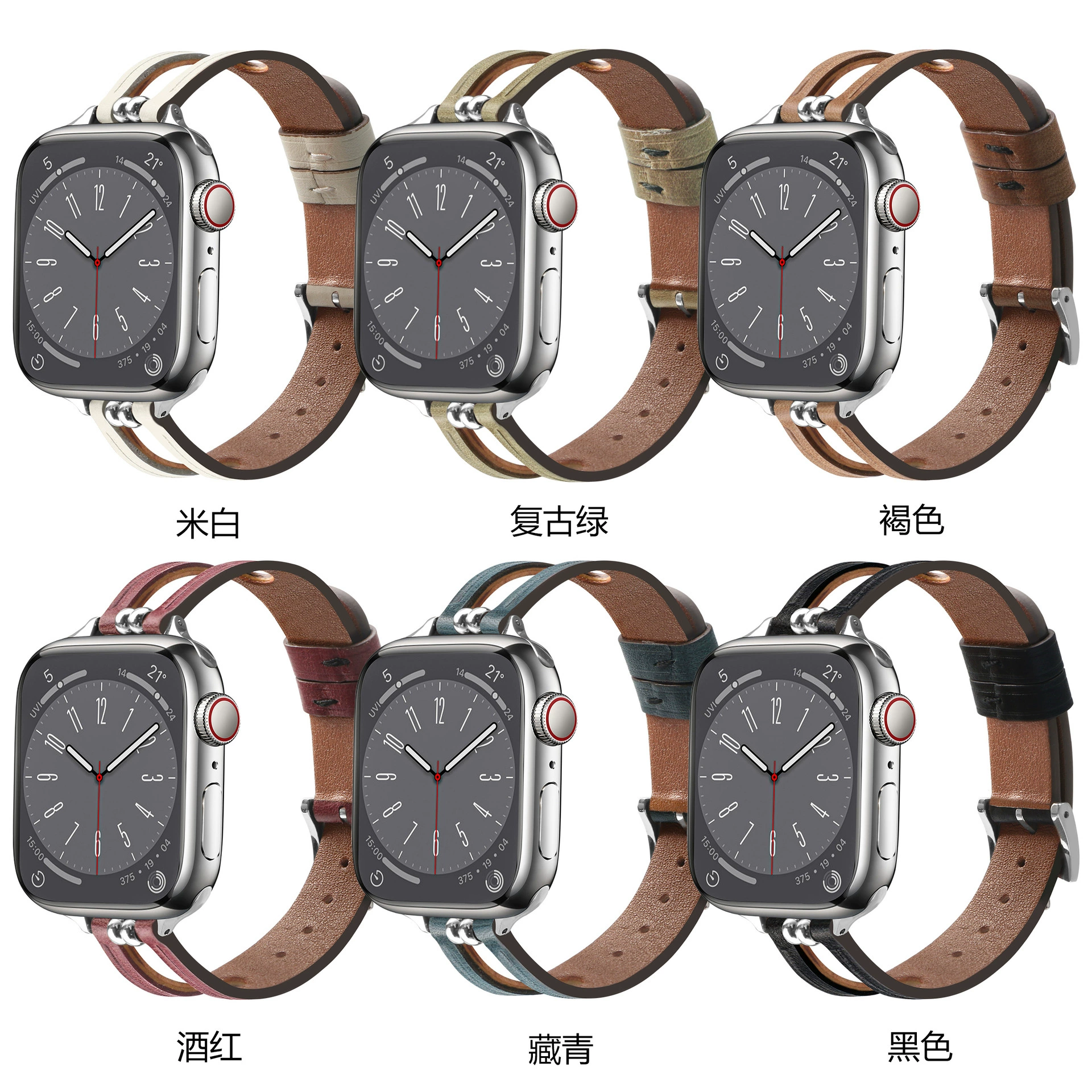 Apple, совместимый браслет, ремешок для часов, 1098765шт, натуральная кожа, 46мм