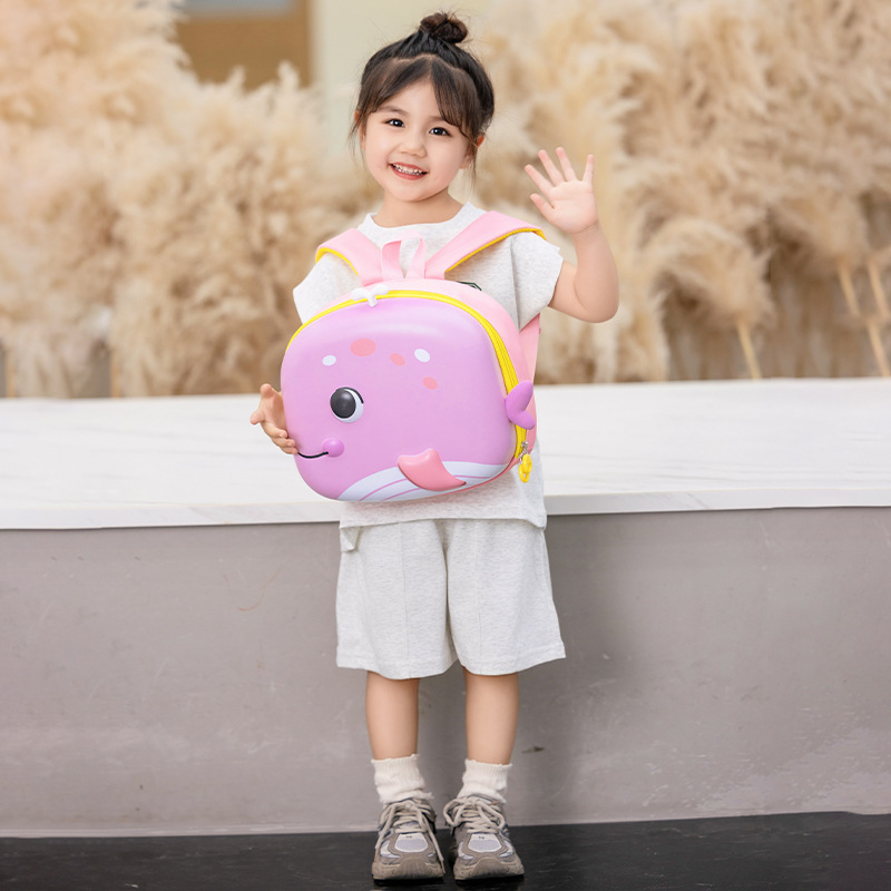 2026 New Kindergarten Children's Hard Shell Backpack for Boys and Girls, Cartoon Whale Small Backpack, Whale Cartoon