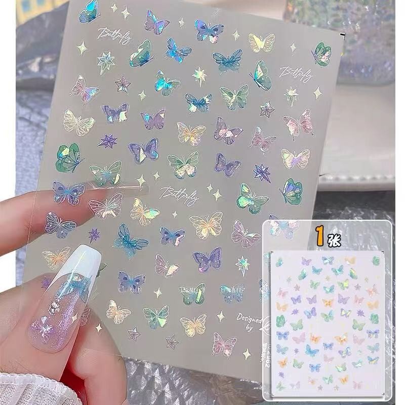 Butterfly Nail Stickers for Girls and Children, Butterfly Wing Glitter Nail Stickers, Butterfly Nail Stickers for Girls