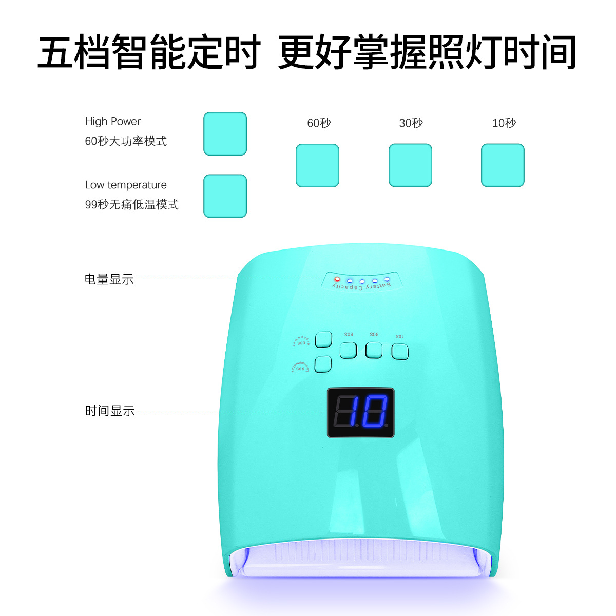 Transfronterizo nuevo S10 lámpara de almacenamiento eléctrico máquina de fototerapia de uñas 66W lámpara de fototerapia portátil de alta potencia para salón de uñas