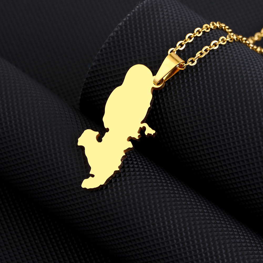 18K Real Gold Plated Plating Material 201 Stainless Steel Pendant Material Map Map Of Martinique 201 Stainless Steel 304 Stainless Steel Vintage Style 304 Stainless Steel Pendant Necklace