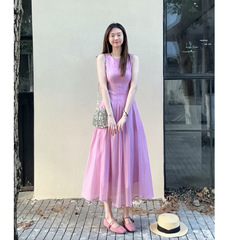 DARA ROSE 本格サマーフレンチ高級感プリーツノースリーブベストワンピース 5593