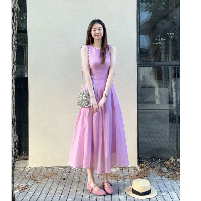 DARA ROSE 本格サマーフレンチ高級感プリーツノースリーブベストワンピース 5593|undefined