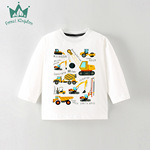 2025年春秋季新款儿童卡通汽车长袖T恤上衣时尚欧美纯棉圆领童装