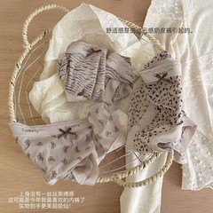 ミルクカレー綿柔零感ズボン無痕通気抗菌股少女甘い波点蝶結び無痕中腰下着女