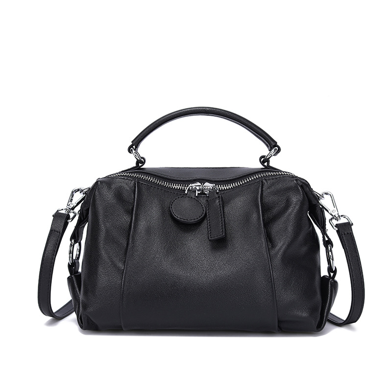 European And American Niche Bags 2025 New Arrival, First Layer Cowhide Boston Shoulder Bag, Versatile Retro Style Crossbody Bag - Thumbnail 5